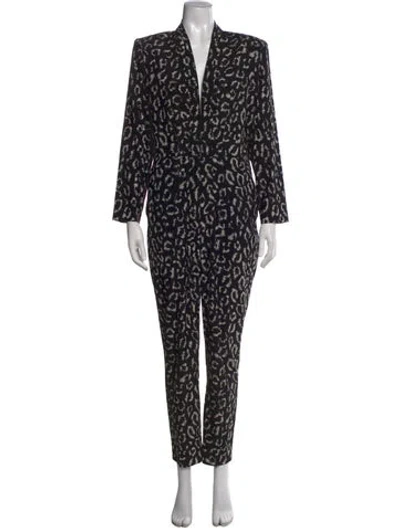 Pre-owned A.l.c Silk Animal Print Jumpsuit In Black