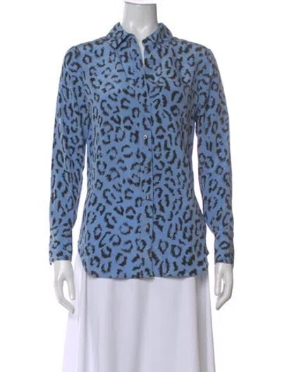 Pre-owned A.l.c Silk Animal Print Top In Blue