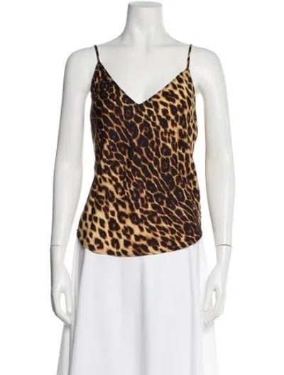 Pre-owned A.l.c Silk Animal Print Top In Neutral