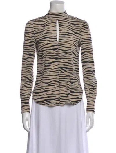 Pre-owned A.l.c Silk Animal Print Top In Neutral