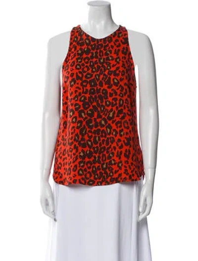 Pre-owned A.l.c Silk Animal Print Top In Orange