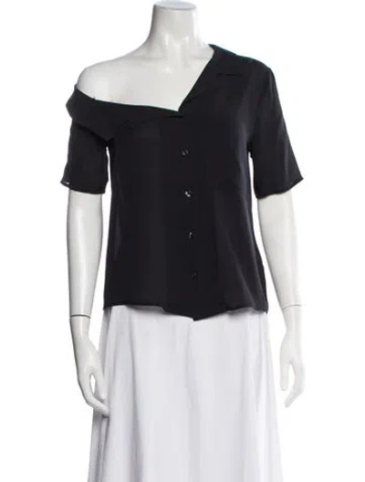 Pre-owned A.l.c Silk Asymmetrical Blouse In Black