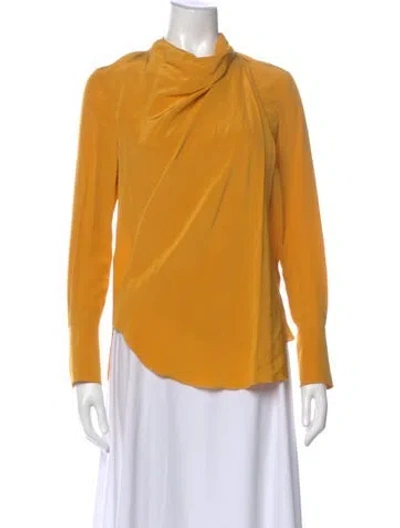 Pre-owned A.l.c Silk Cowl Neck Blouse In Yellow
