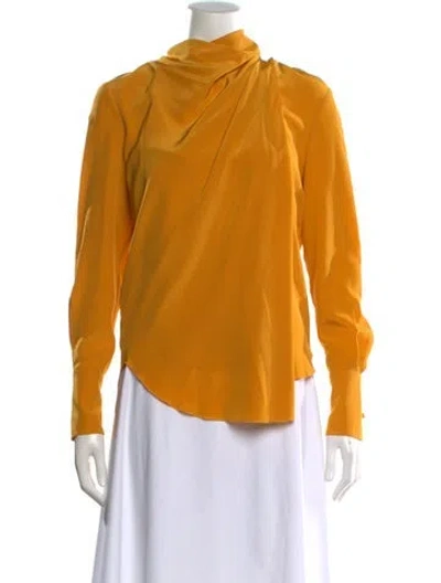 Pre-owned A.l.c Silk Cowl Neck Top In Yellow