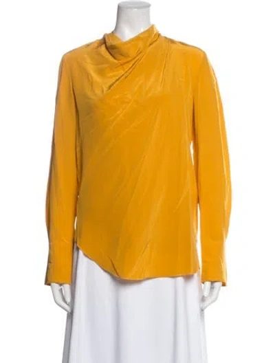 Pre-owned A.l.c Silk Cowl Neck Top In Yellow