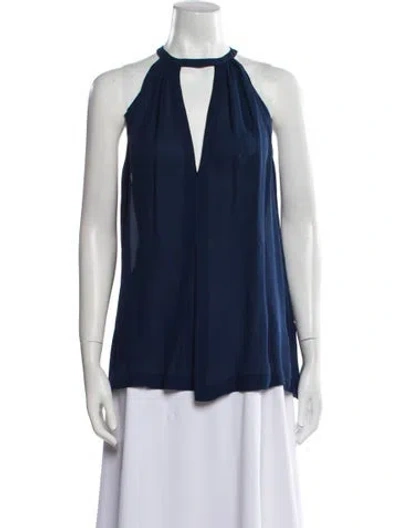 Pre-owned A.l.c Silk Crew Neck Blouse In Blue