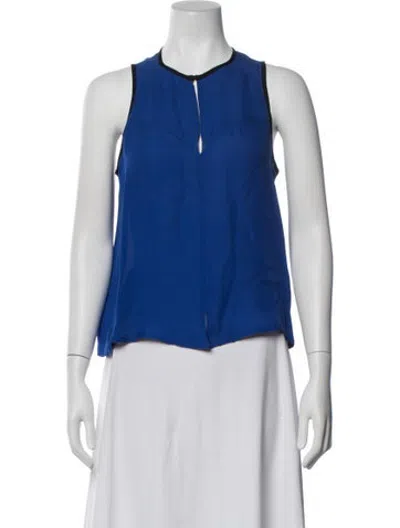 Pre-owned A.l.c Silk Crew Neck Blouse In Blue
