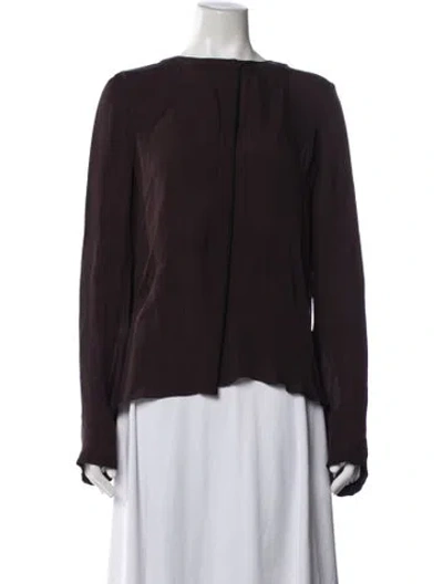 Pre-owned A.l.c Silk Crew Neck Blouse W/ Tags In Brown