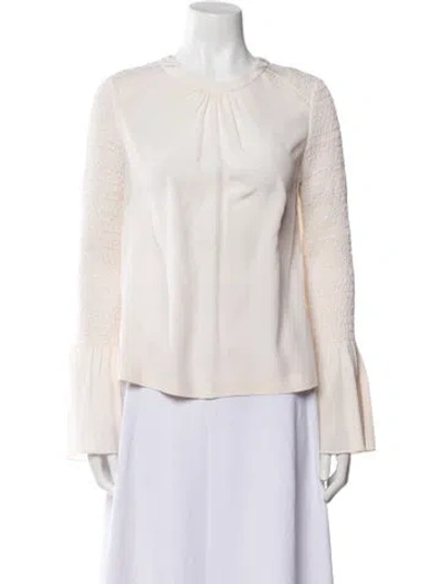 Pre-owned A.l.c Silk Crew Neck Blouse In White