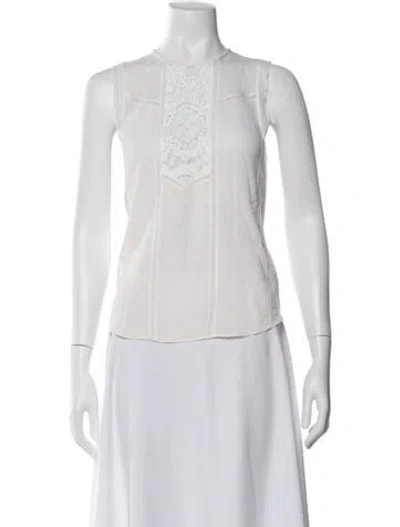 Pre-owned A.l.c Silk Crew Neck Blouse In White