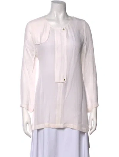 Pre-owned A.l.c Silk Crew Neck Blouse In White
