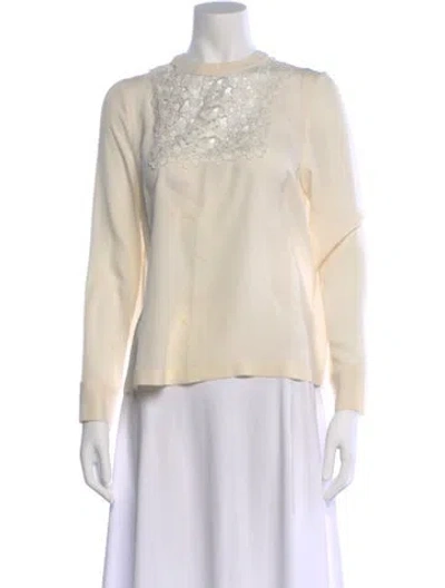 Pre-owned A.l.c Silk Crew Neck Top In Neutral