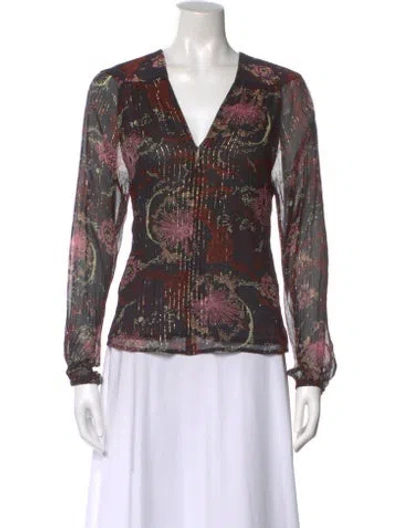 Pre-owned A.l.c Silk Floral Print Blouse
