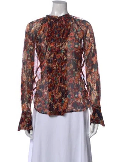 Pre-owned A.l.c Silk Floral Print Blouse