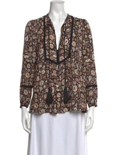 Pre-owned A.l.c Silk Floral Print Blouse