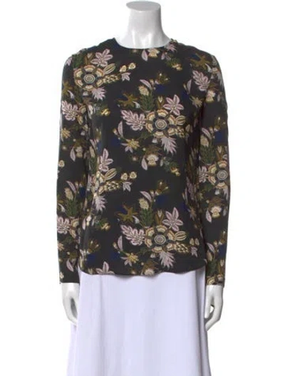 Pre-owned A.l.c Silk Floral Print Blouse In Black