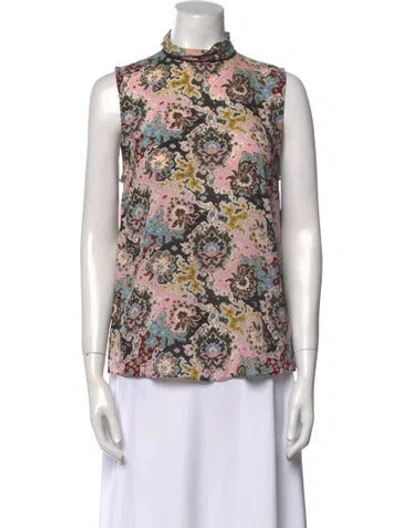 Pre-owned A.l.c Silk Floral Print Blouse In Black