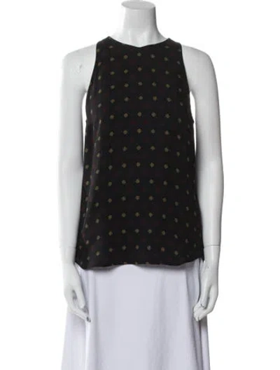 Pre-owned A.l.c Silk Floral Print Blouse In Black
