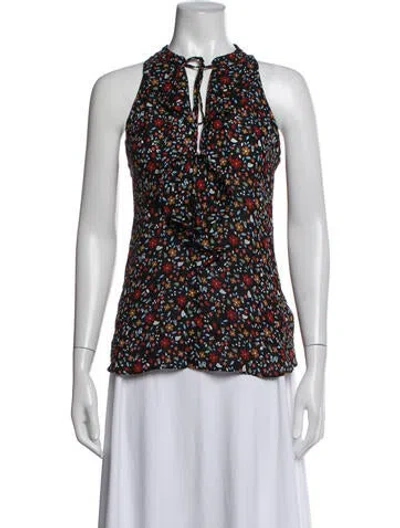 Pre-owned A.l.c Silk Floral Print Blouse In Black