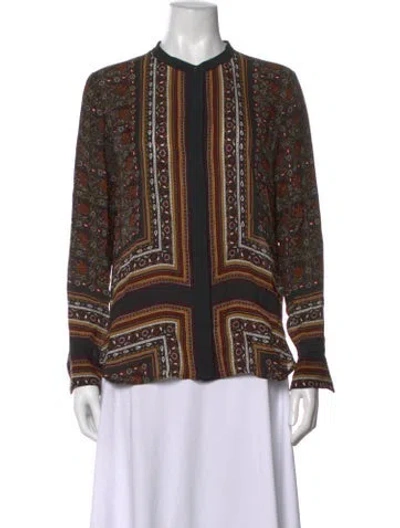 Pre-owned A.l.c Silk Floral Print Blouse In Black
