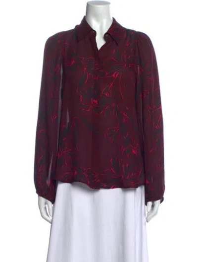 Pre-owned A.l.c Silk Floral Print Blouse In Burgundy