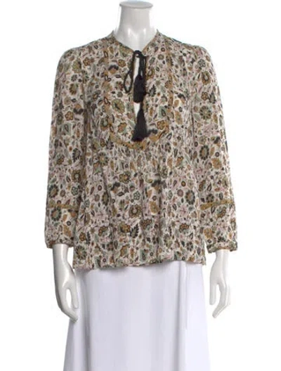 Pre-owned A.l.c Silk Floral Print Blouse In Green