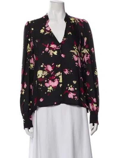Pre-owned A.l.c Silk Floral Print Blouse In Multi