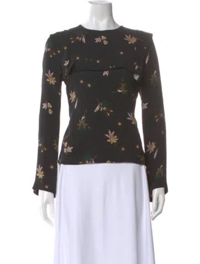 Pre-owned A.l.c Silk Floral Print Blouse In Multi