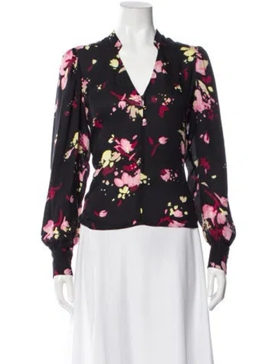 Pre-owned A.l.c Silk Floral Print Blouse In Multi