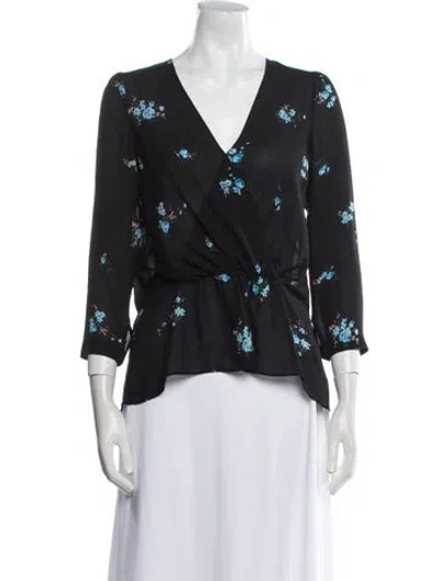 Pre-owned A.l.c Silk Floral Print Blouse In Multi