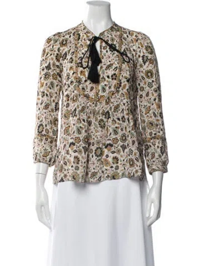 Pre-owned A.l.c Silk Floral Print Blouse In Multi