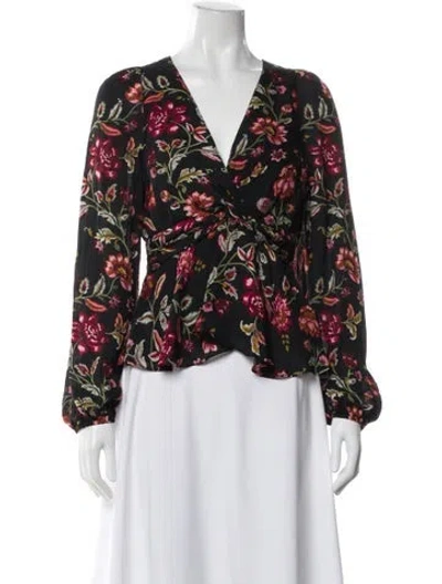 Pre-owned A.l.c Silk Floral Print Blouse In Multi