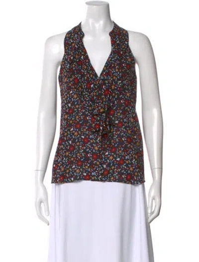 Pre-owned A.l.c Silk Floral Print Blouse In Multi
