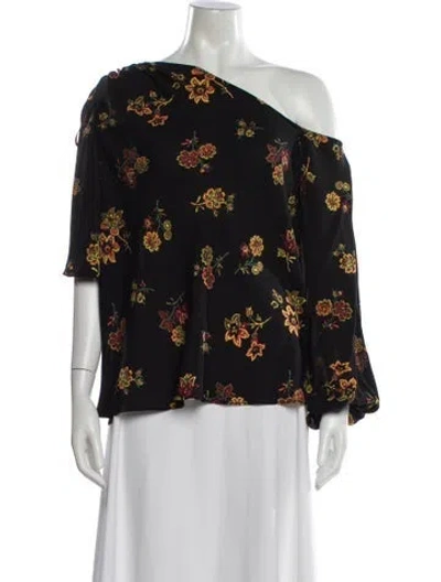 Pre-owned A.l.c Silk Floral Print Blouse In Multi