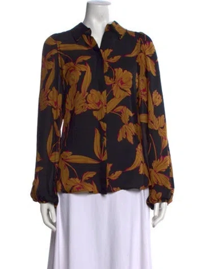 Pre-owned A.l.c Silk Floral Print Blouse In Multi
