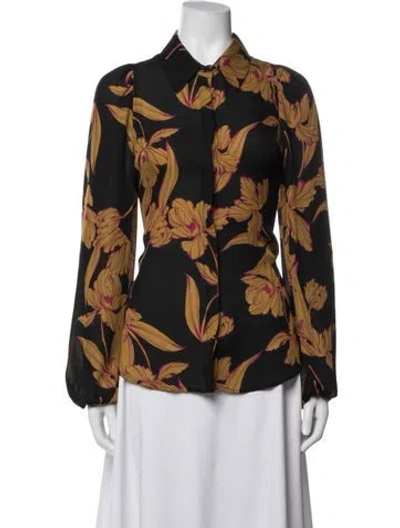 Pre-owned A.l.c Silk Floral Print Blouse In Multicolor