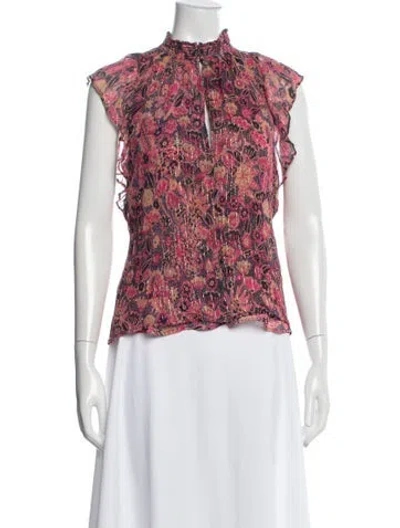 Pre-owned A.l.c Silk Floral Print Blouse In Multicolor