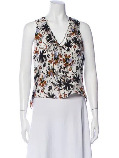 Pre-owned A.l.c Silk Floral Print Blouse In Neutral