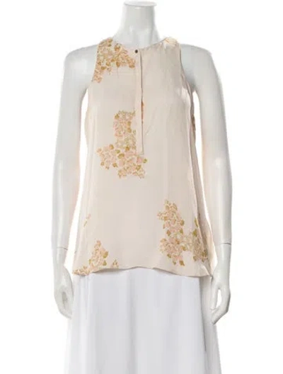 Pre-owned A.l.c Silk Floral Print Blouse In Neutral