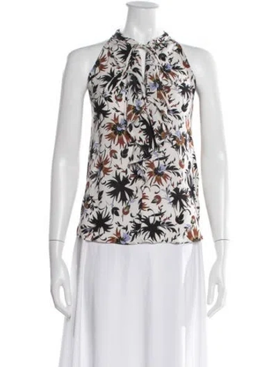 Pre-owned A.l.c Silk Floral Print Blouse In Neutral