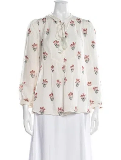 Pre-owned A.l.c Silk Floral Print Blouse In Neutral