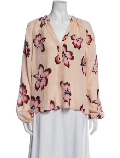 Pre-owned A.l.c Silk Floral Print Blouse In Neutral