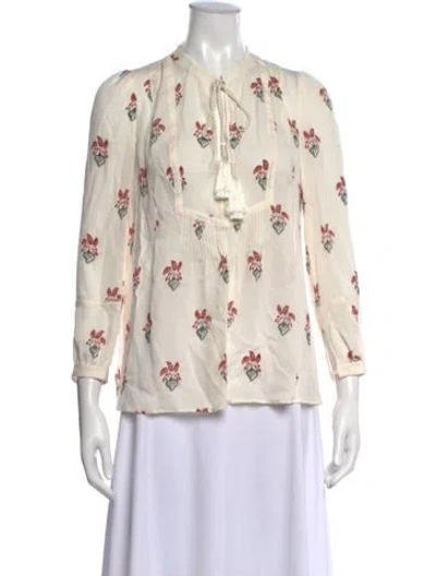 Pre-owned A.l.c Silk Floral Print Blouse In Neutral
