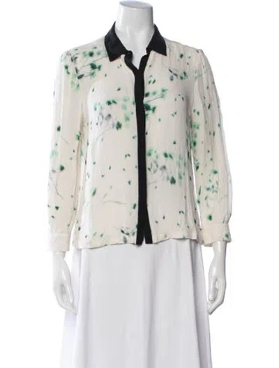 Pre-owned A.l.c Silk Floral Print Blouse In Neutrals