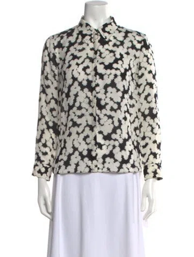 Pre-owned A.l.c Silk Floral Print Blouse In Neutrals