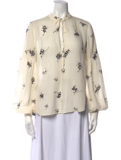 Pre-owned A.l.c Silk Floral Print Blouse In Neutrals
