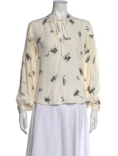 Pre-owned A.l.c Silk Floral Print Blouse In Neutrals