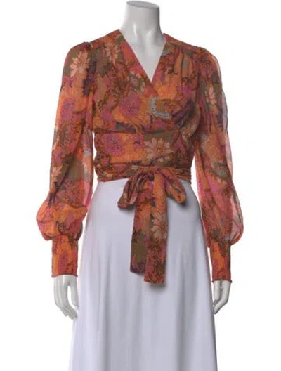 Pre-owned A.l.c Silk Floral Print Blouse In Orange