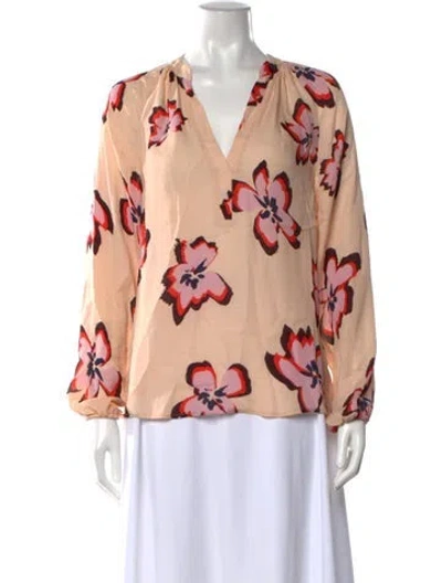 Pre-owned A.l.c Silk Floral Print Blouse In Orange