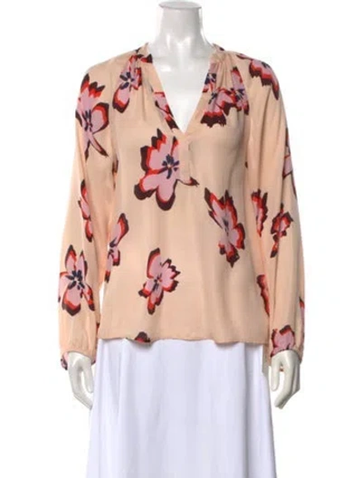 Pre-owned A.l.c Silk Floral Print Blouse In Orange